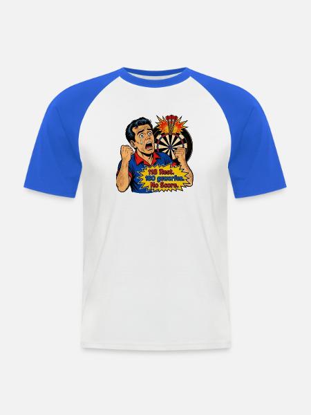 PopArt Dartboard Drama - Männer Baseball-T-Shirt - Weiß/Royalblau