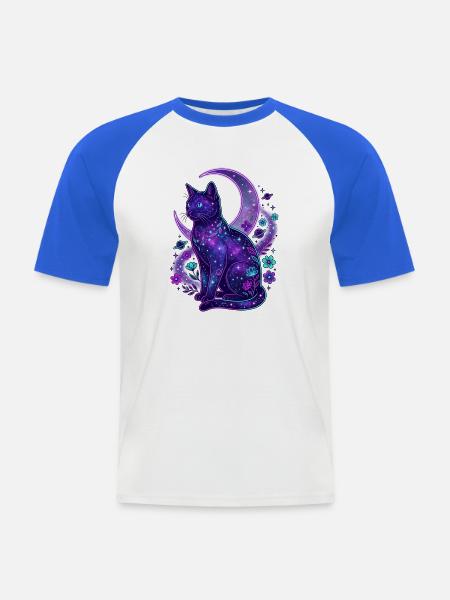 Galaktische Mondkatze - Männer Baseball-T-Shirt - Weiß/Royalblau