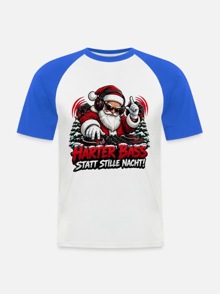 Harter Bass Santa Remix - Männer Baseball-T-Shirt - Weiß/Royalblau