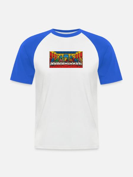 Pop-Art-Panel zum letzten Abendmahl - Männer Baseball-T-Shirt - Weiß/Royalblau