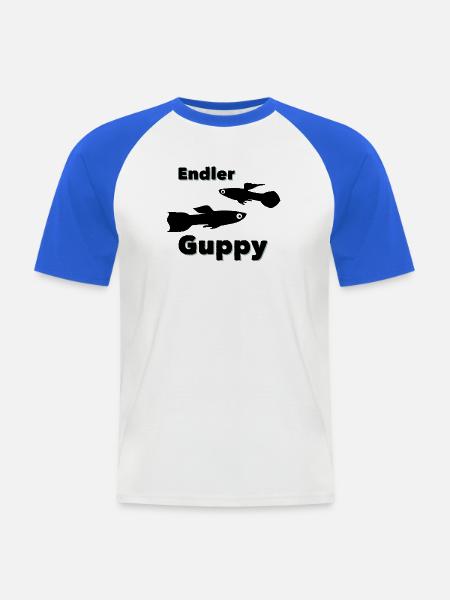 Endler guppy (Poecilia wingei) - Männer Baseball-T-Shirt - Weiß/Royalblau