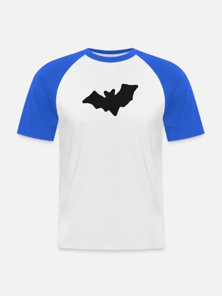 Dunkle Fledermaus, handgezeichnete Silhouette - Männer Baseball-T-Shirt - Weiß/Royalblau