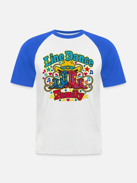 Line Dance Family Boots - Männer Baseball-T-Shirt - Weiß/Royalblau