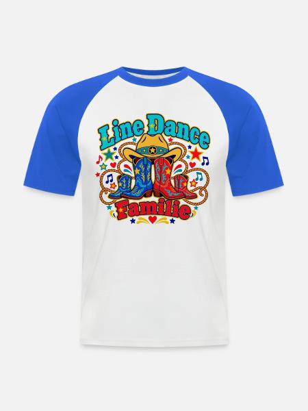 Line Dance Familie - Männer Baseball-T-Shirt - Weiß/Royalblau