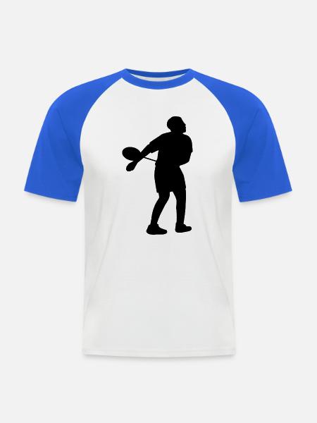 Badminton Spieler - Männer Baseball-T-Shirt - Weiß/Royalblau
