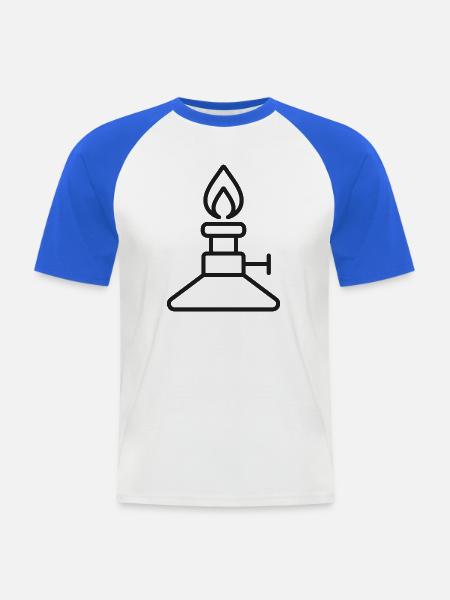 Bunsenbrenner-Labor-Liniensymbol - Männer Baseball-T-Shirt - Weiß/Royalblau