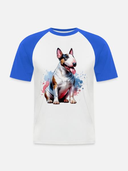 Bullterrier Geschenk - Männer Baseball-T-Shirt - Weiß/Royalblau