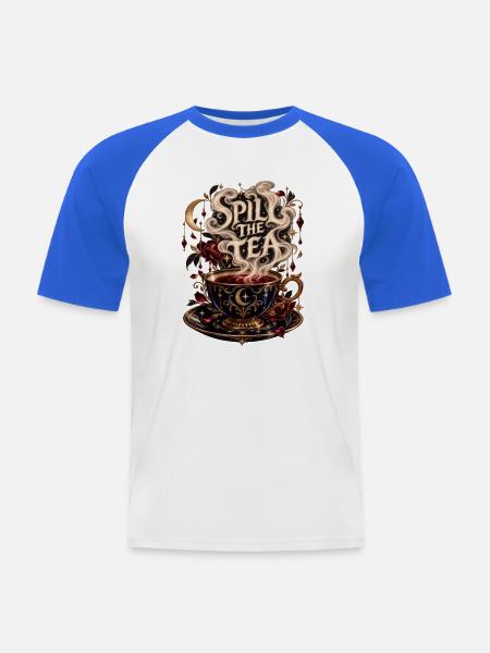 Spill the Tea – Magische Teetasse - Männer Baseball-T-Shirt - Weiß/Royalblau