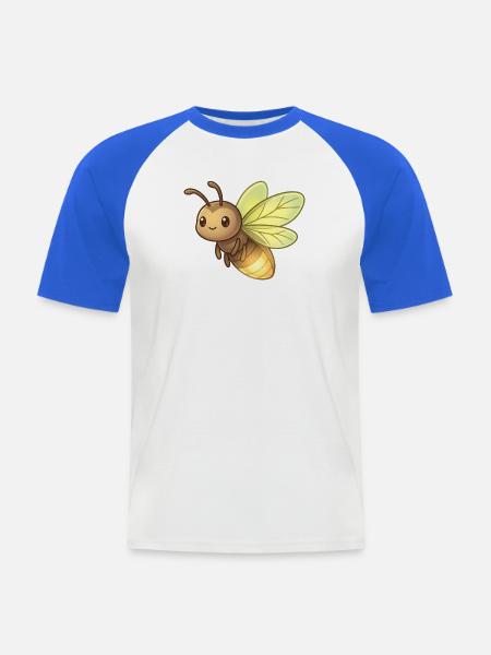 Glühwürmchen - Männer Baseball-T-Shirt - Weiß/Royalblau