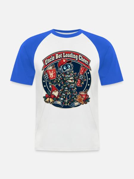 Christmas Roboter-Onkel lädt Feststimmung - Männer Baseball-T-Shirt - Weiß/Royalblau