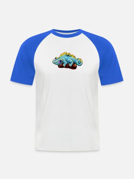 Jaszczurka_SpokoLoko - Männer Baseball-T-Shirt - Weiß/Royalblau
