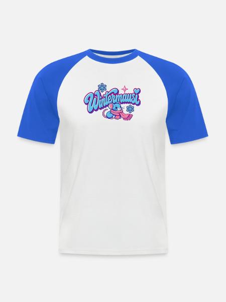 Wintermausi Y2K - Männer Baseball-T-Shirt - Weiß/Royalblau