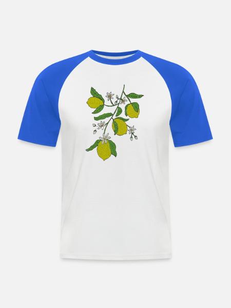 Zitronenzweig Glitzerdesign - Männer Baseball-T-Shirt - Weiß/Royalblau