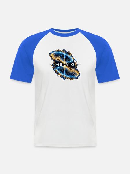 MELVIG – Blauer Ringnebel - Männer Baseball-T-Shirt - Weiß/Royalblau