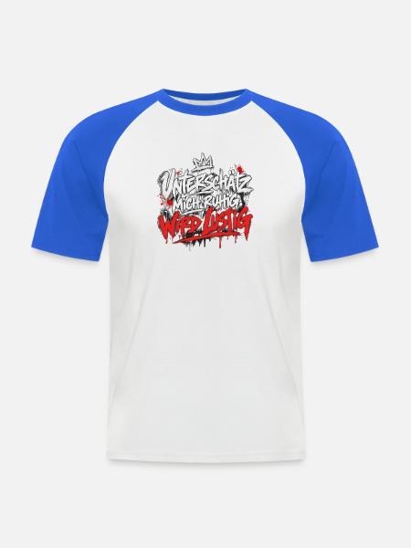 Unterschätz mich ruhig, wird Lustig - Männer Baseball-T-Shirt - Weiß/Royalblau