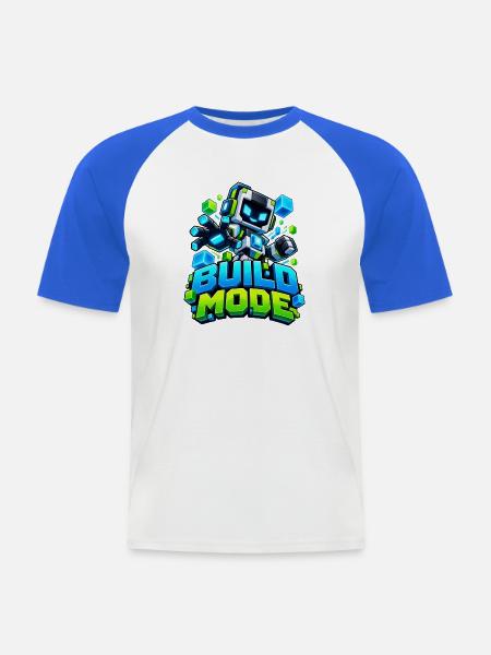 Voxel Build Mode Roboter - Männer Baseball-T-Shirt - Weiß/Royalblau