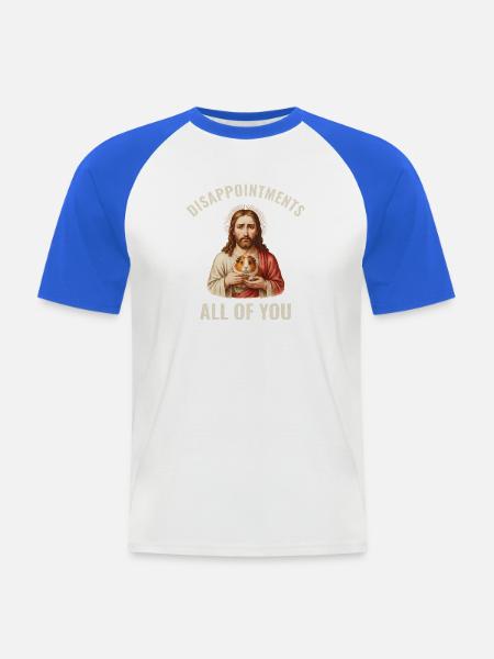 Disappointments Jesus mit Meerschweinchen - Männer Baseball-T-Shirt - Weiß/Royalblau