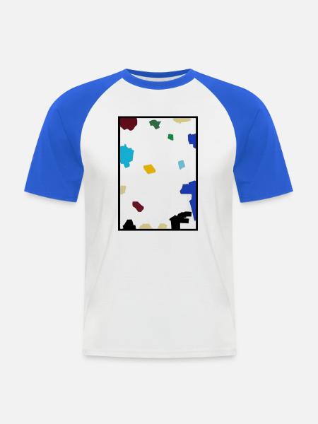 Abstraktes Konfetti auf weißer Leinwand - Männer Baseball-T-Shirt - Weiß/Royalblau