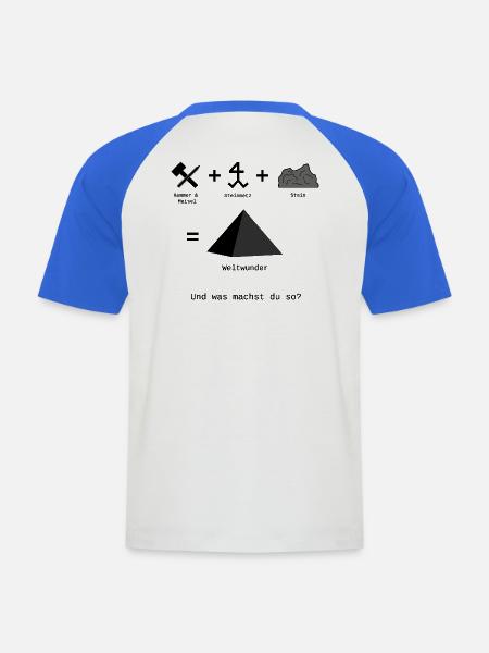 Weltwunder - Männer Baseball-T-Shirt - Weiß/Royalblau