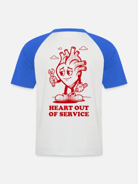 Herz außer Betrieb - Männer Baseball-T-Shirt - Weiß/Royalblau