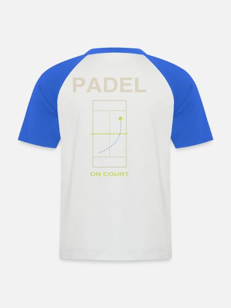 Padel On Court - Männer Baseball-T-Shirt - Weiß/Royalblau