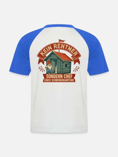 Kein Rentner Schrebergartenchef - Männer Baseball-T-Shirt - Weiß/Royalblau