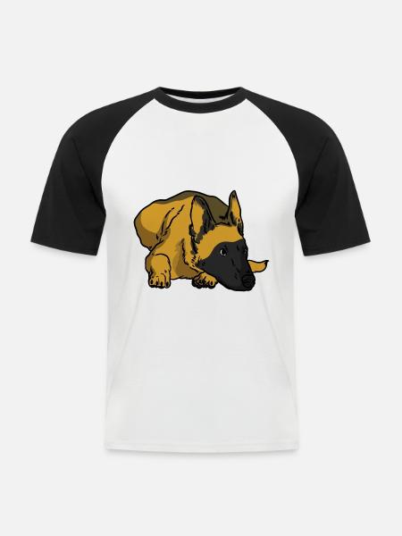 Wachsamer Malinois Gebrauchshund - Männer Baseball-T-Shirt - Weiß/Schwarz