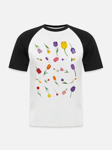 Source - T-shirt baseball manches courtes Homme - blanc/noir
