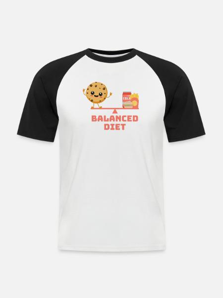 équilibré cookie fastfood Régime - T-shirt baseball manches courtes Homme - blanc/noir