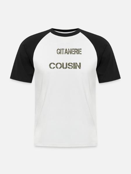 La gitanerie mon cousin - T-shirt baseball manches courtes Homme - blanc/noir