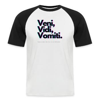 Veni Vidi Vomiti Neon - T-shirt baseball manches courtes Homme - blanc/noir - Devant - Nik (191cm)