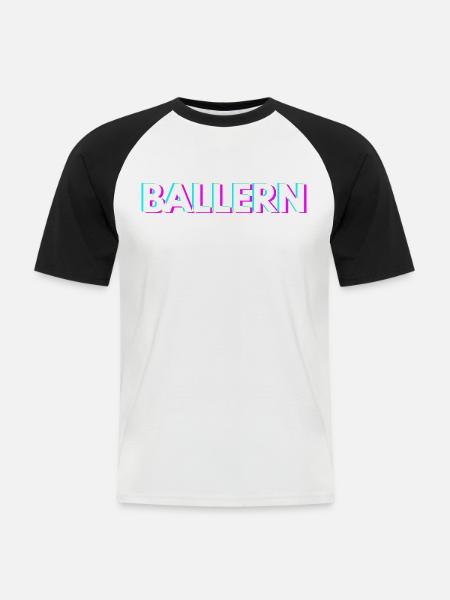 Ballern Techno Rave Raver - Männer Baseball-T-Shirt - Weiß/Schwarz