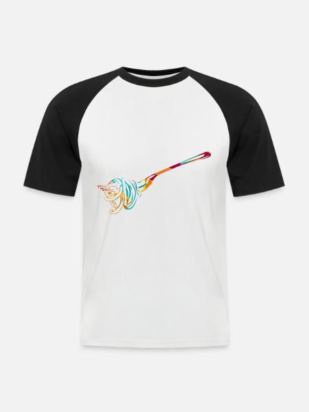 Herzhafter Spaghetti Kochabend - Männer Baseball-T-Shirt - Weiß/Schwarz