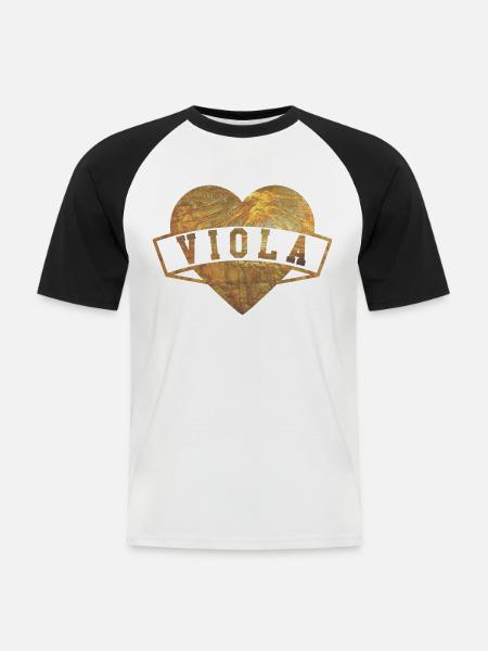 Viola Herzen Gold - Männer Baseball-T-Shirt - Weiß/Schwarz