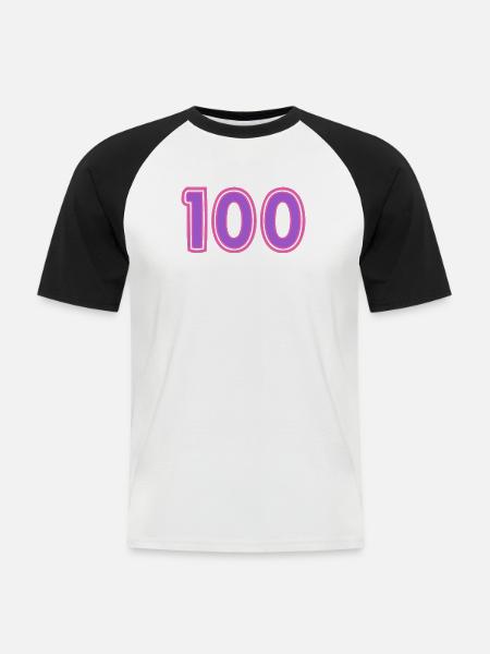 100. 100 YEARS. 100th ANNIVERSARY - Men's Baseball T-Shirt - white/black