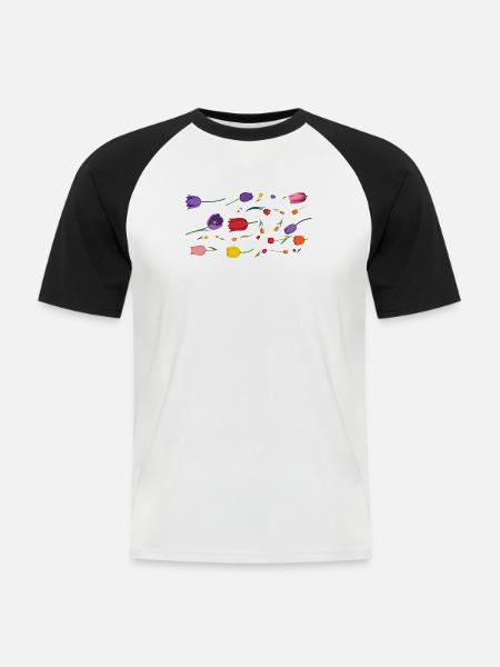 Blumen Frühling Tulpen - Männer Baseball-T-Shirt - Weiß/Schwarz