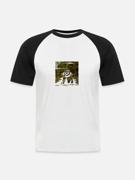 Zotteliger Braunbär Naturfreund - Männer Baseball-T-Shirt - Weiß/Schwarz