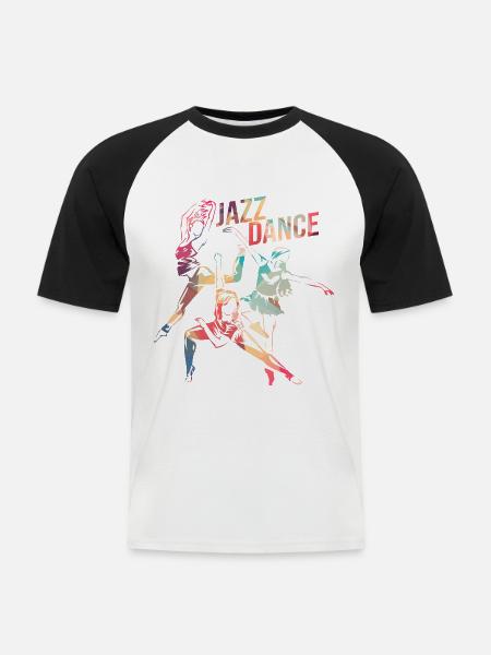 Lebendiger Jazztanz Bühnenauftritt - Männer Baseball-T-Shirt - Weiß/Schwarz