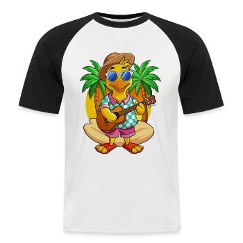 Lustige Ente Cartoon Sommer Strand Sonnenbrille Gitarre - Männer Baseball-T-Shirt - Weiß/Schwarz - Vorne - Nik (191cm)