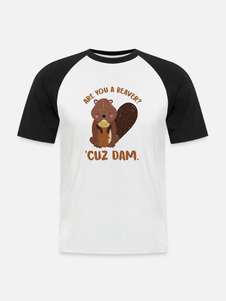 Charmanter Biber Herzensbrecher - Männer Baseball-T-Shirt - Weiß/Schwarz