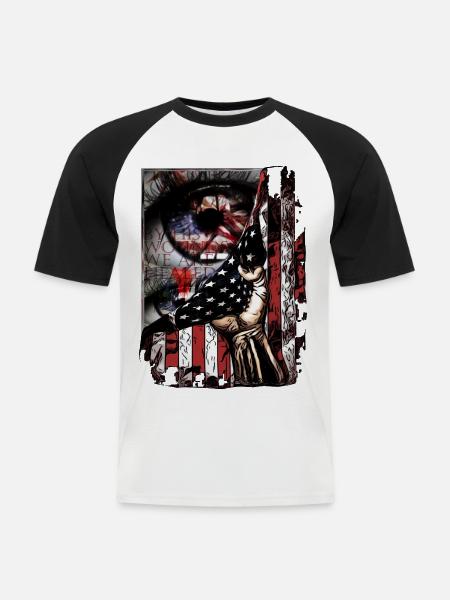 Flagge im Handgriff Kunst - Männer Baseball-T-Shirt - Weiß/Schwarz