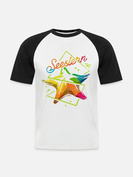 Funkelnder Seestern Korallenriff - Männer Baseball-T-Shirt - Weiß/Schwarz