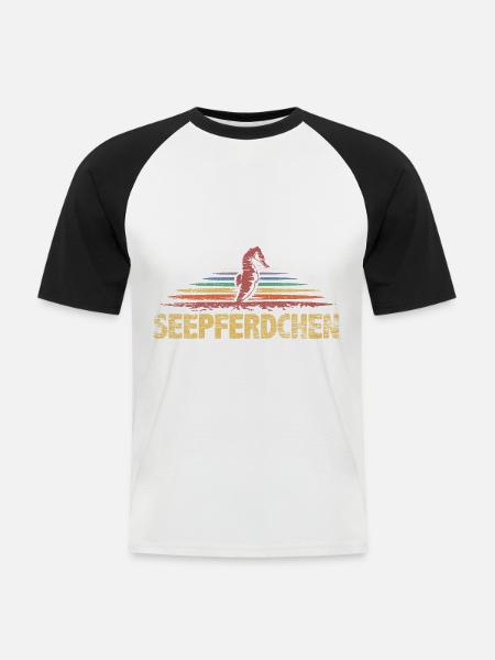 Faszinierendes Seepferdchen Riffbewohner - Männer Baseball-T-Shirt - Weiß/Schwarz