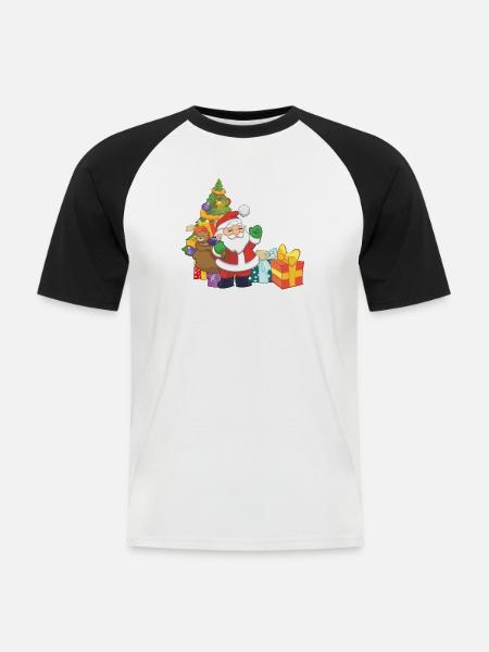 Weihnachtsmann - Männer Baseball-T-Shirt - Weiß/Schwarz