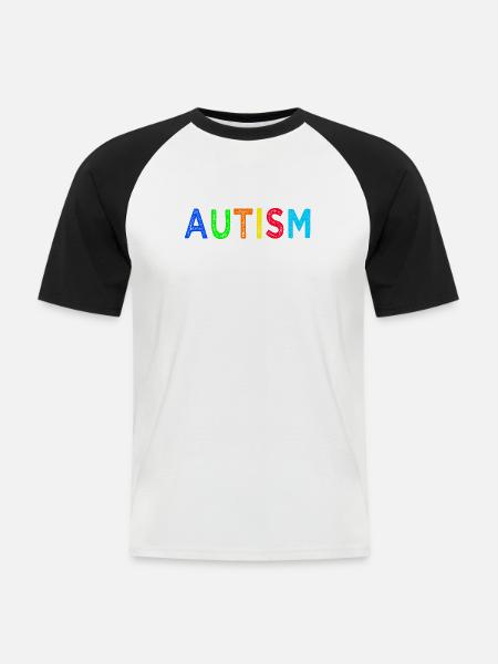 Arc-en-Ciel Autisme: Message d’Espoir - T-shirt baseball manches courtes Homme - blanc/noir