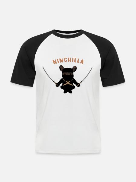 Blitzschneller Ninja Chinchilla - Männer Baseball-T-Shirt - Weiß/Schwarz