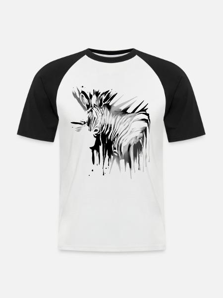 Zebra Schwarz Weiß Zebrastreifen - Männer Baseball-T-Shirt - Weiß/Schwarz