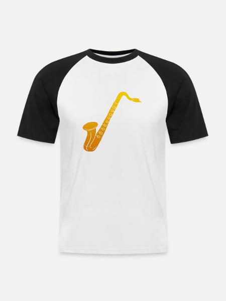 Saxofon - Männer Baseball-T-Shirt - Weiß/Schwarz