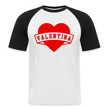Valentina Herzen - Männer Baseball-T-Shirt - Weiß/Schwarz - Vorne - Nik (191cm)