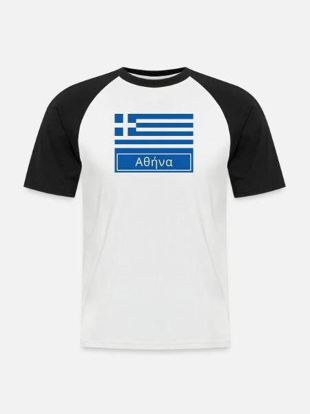 Athens Written in Greek - Men's Baseball T-Shirt - white/black